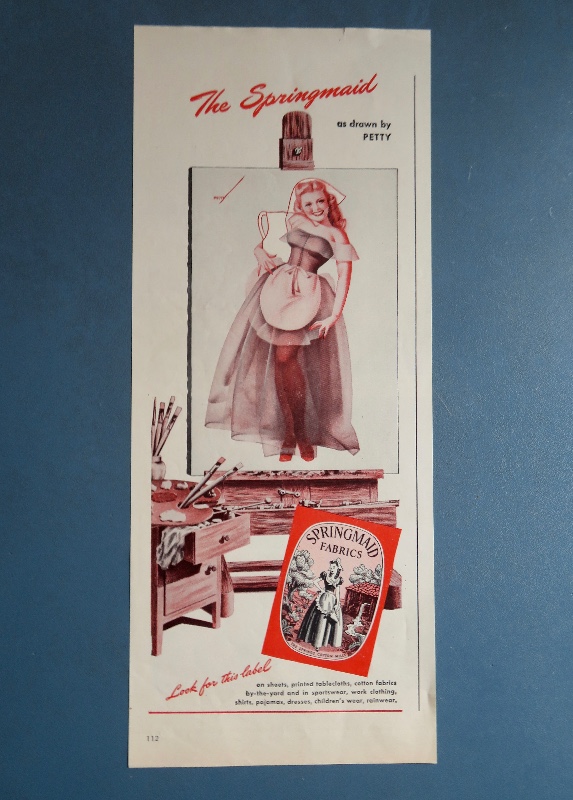1946 Springmaid Fabrics with A Maid By George Petty