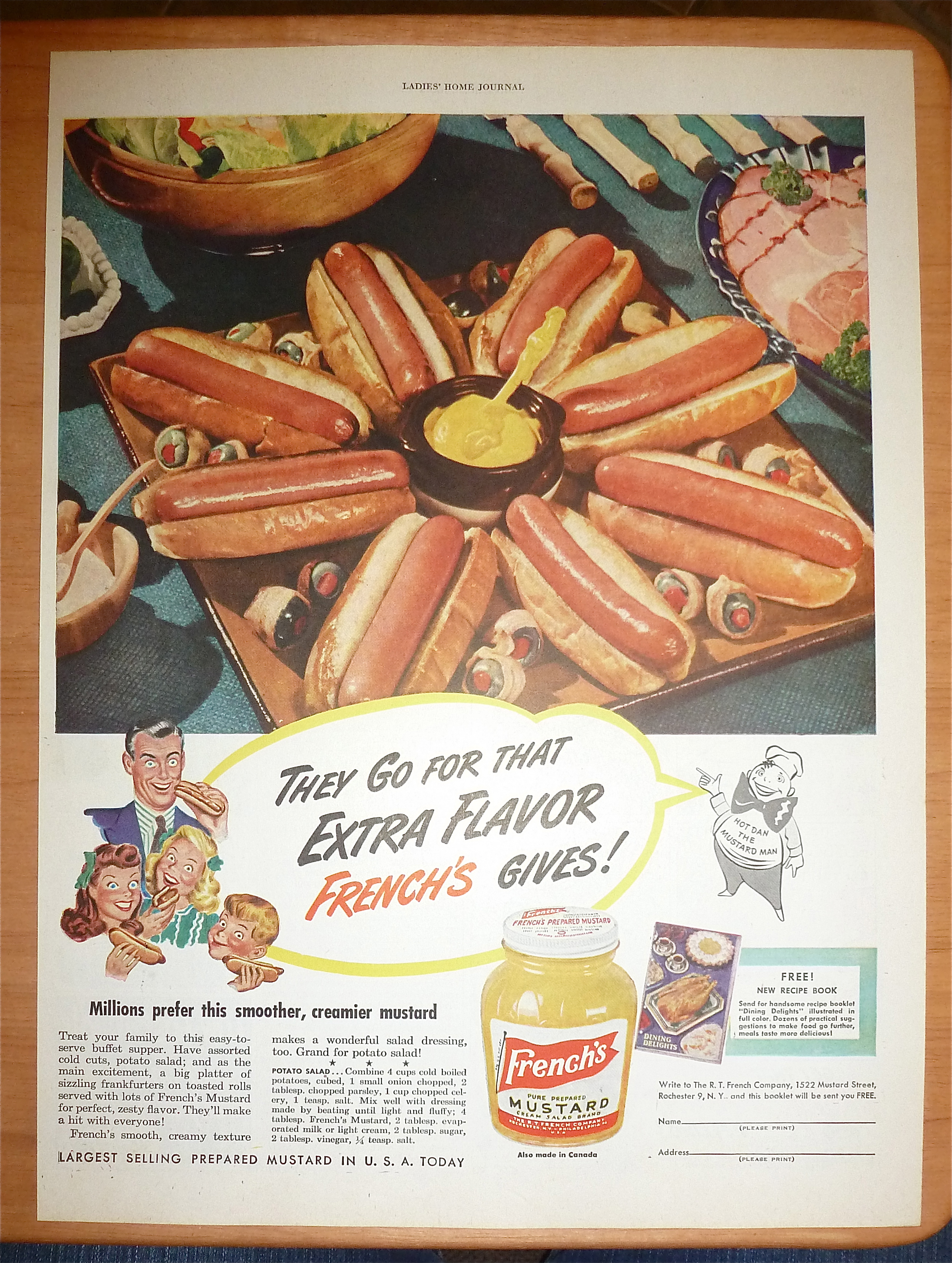 1949 French's Mustard with Plateful of Hot Dogs