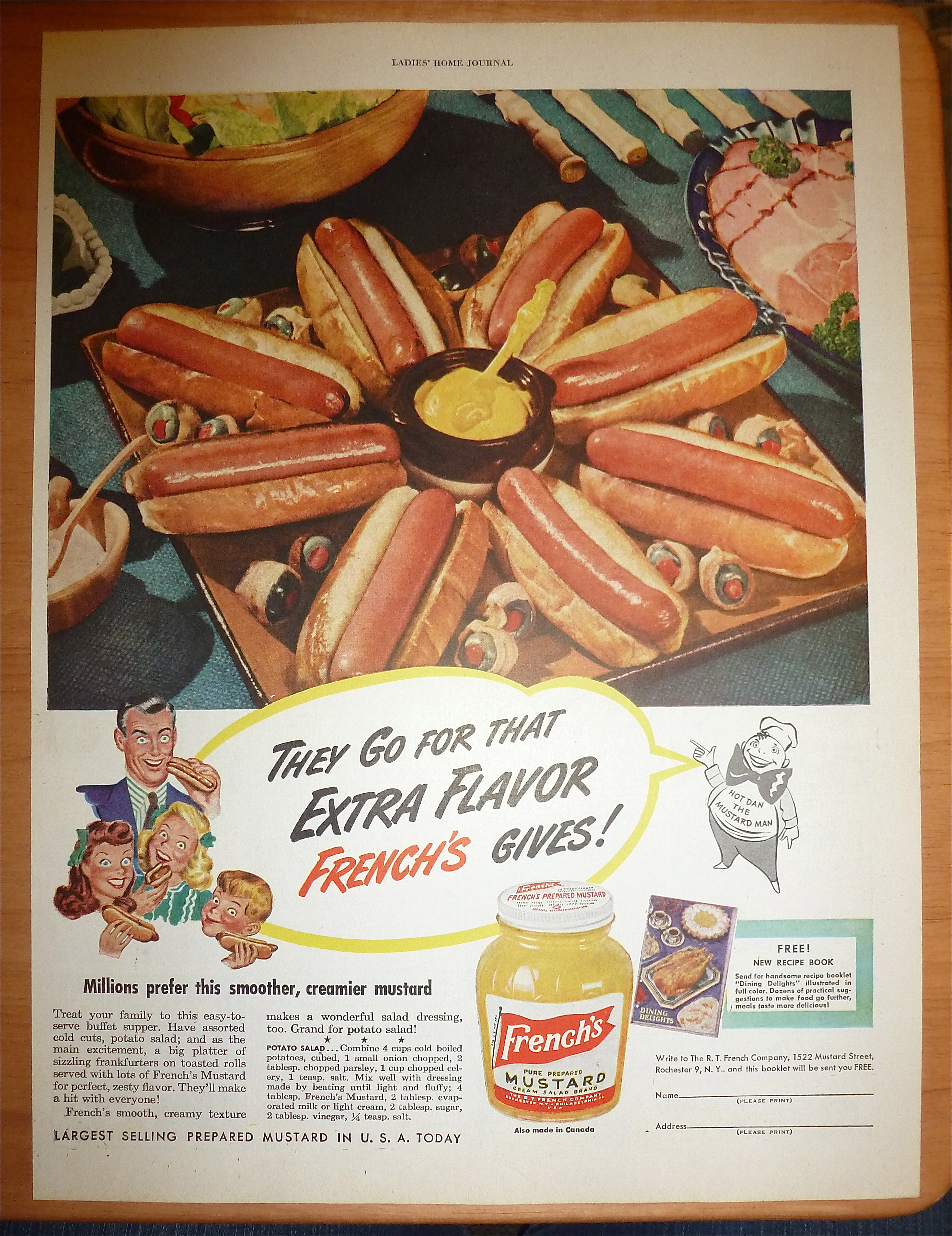 1949 French's Mustard with Plateful of Hot Dogs