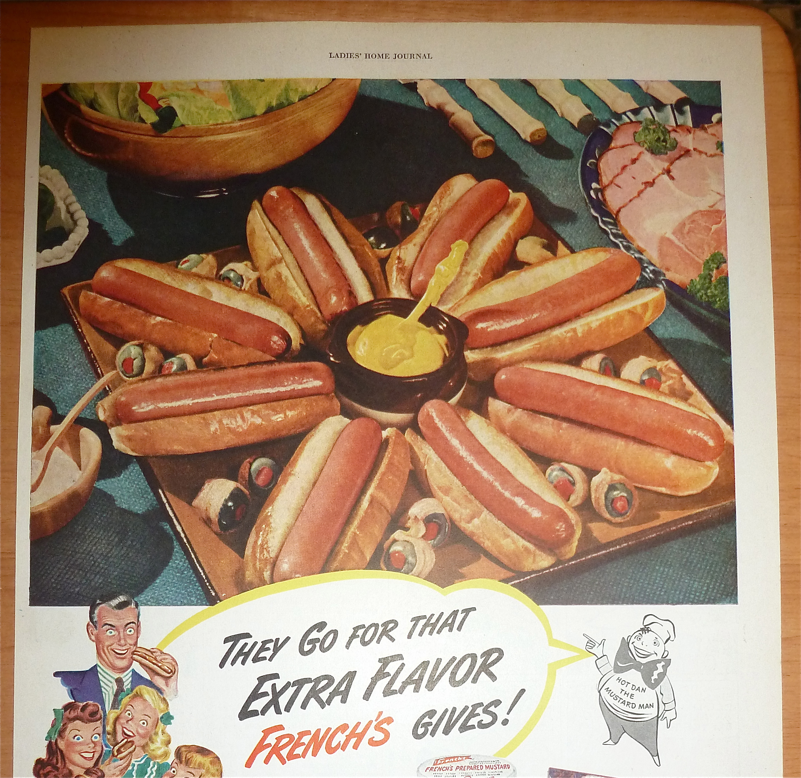1949 French's Mustard with Plateful of Hot Dogs