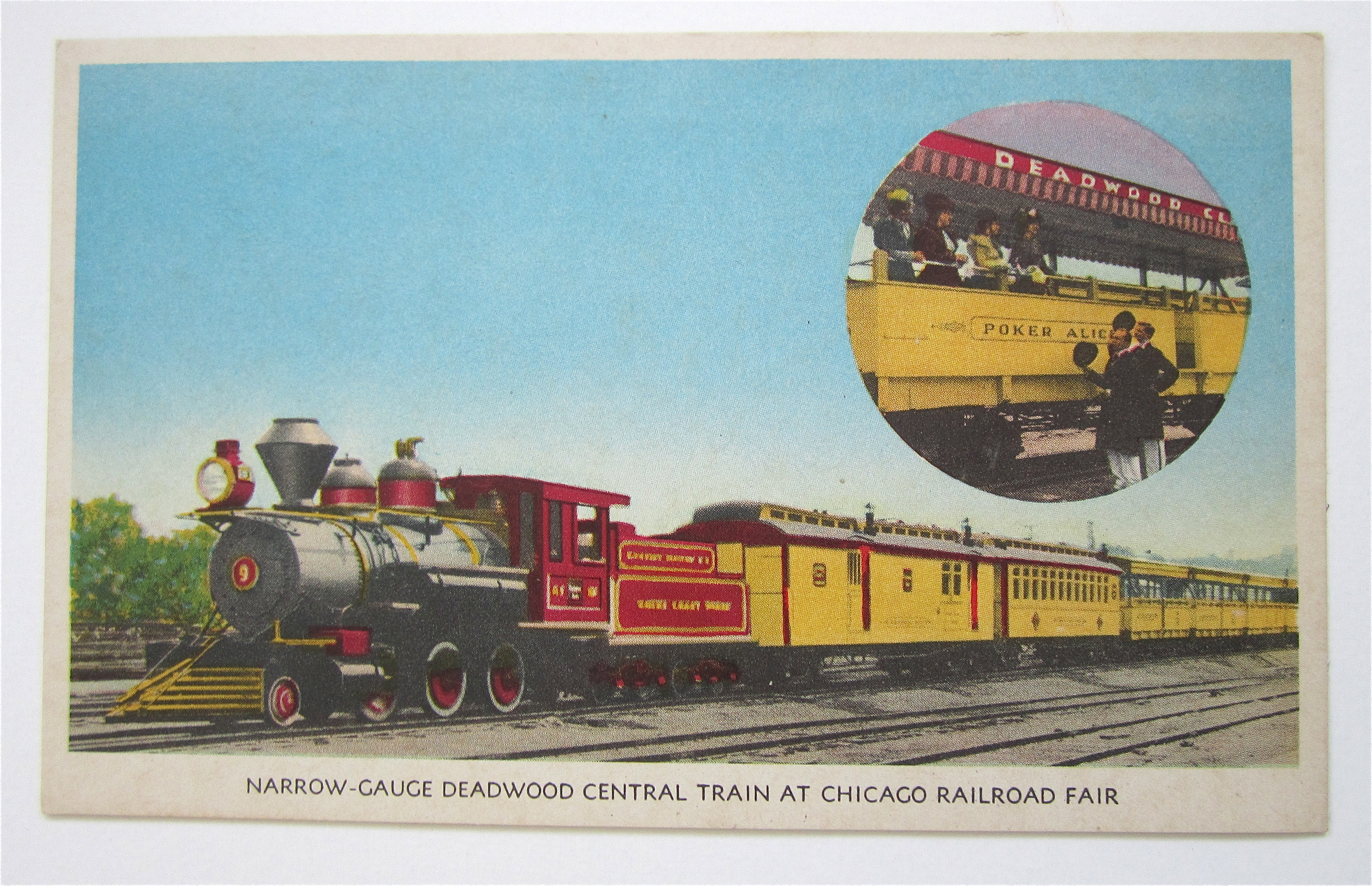 Deadwood Central Train, Chicago Railroad Fair Postcard