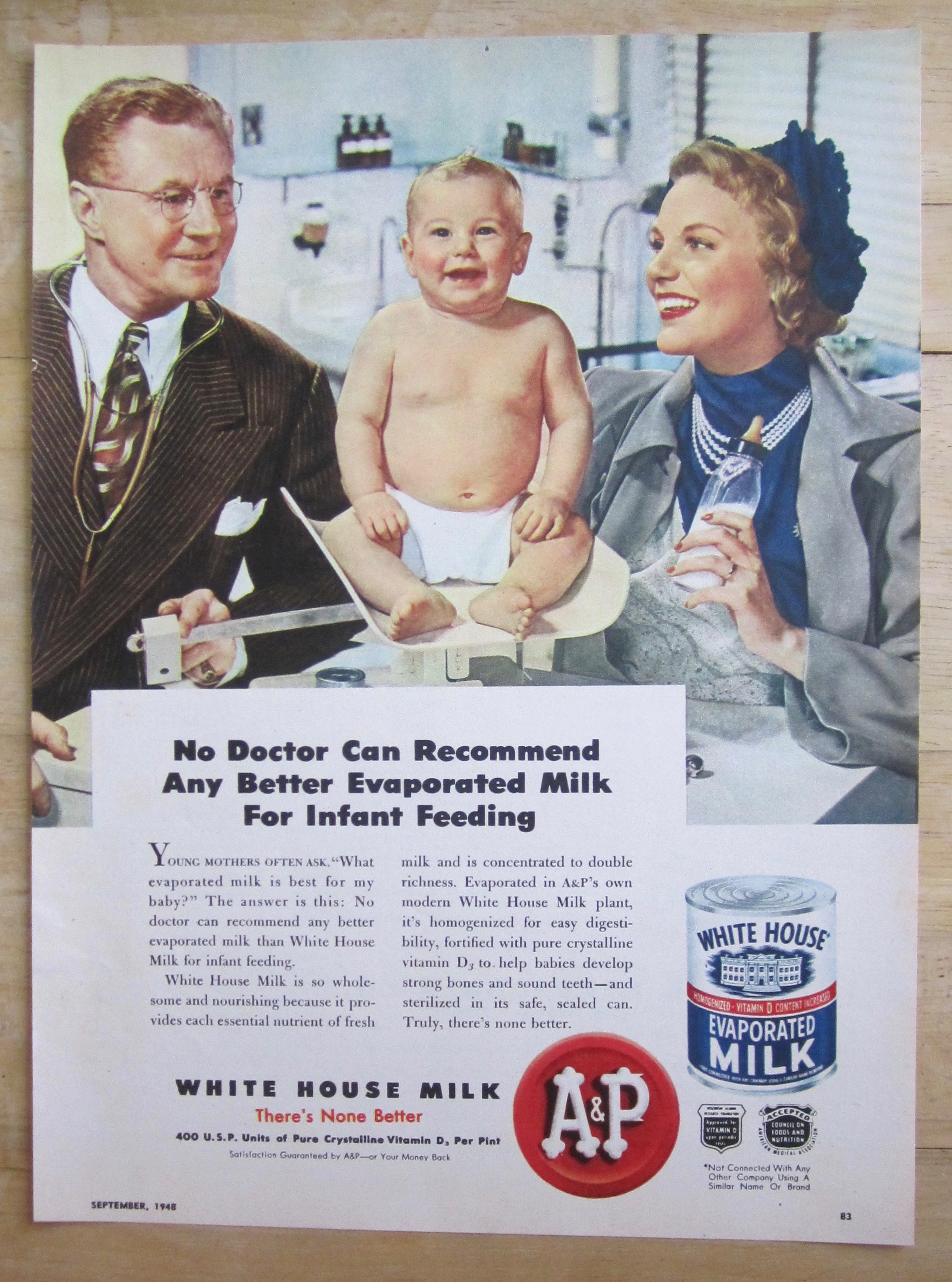 1948 White House Evaporated Milk with Doctor & Baby