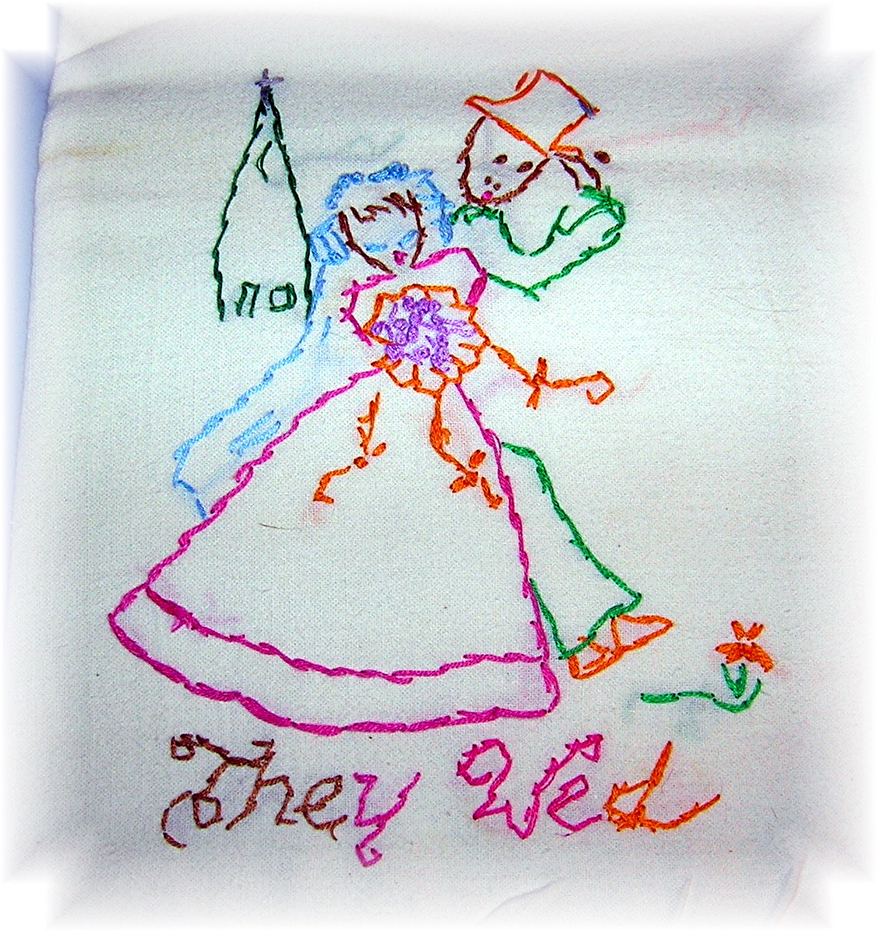 7 Hand Embroidered Floursack Towels