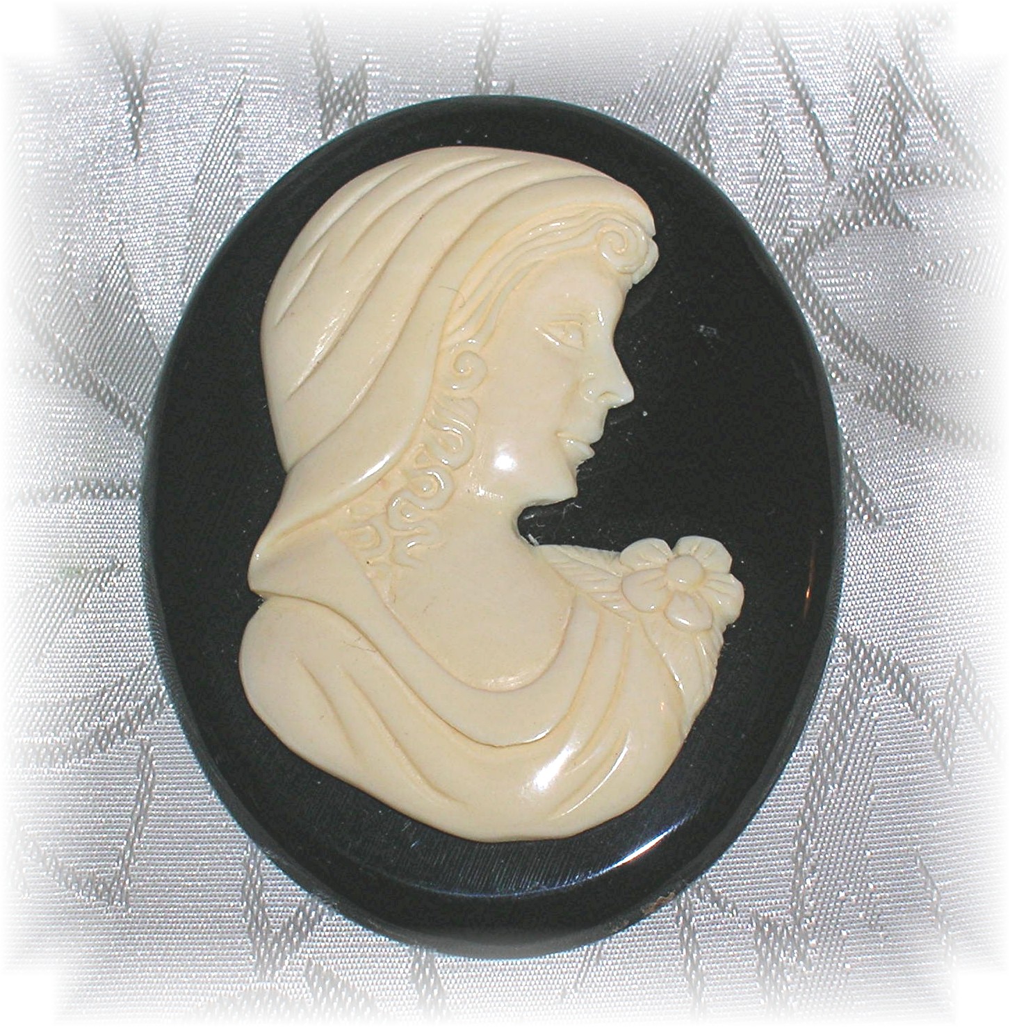 Bakelite And Celluloid Cameo Brooch, Pin.....