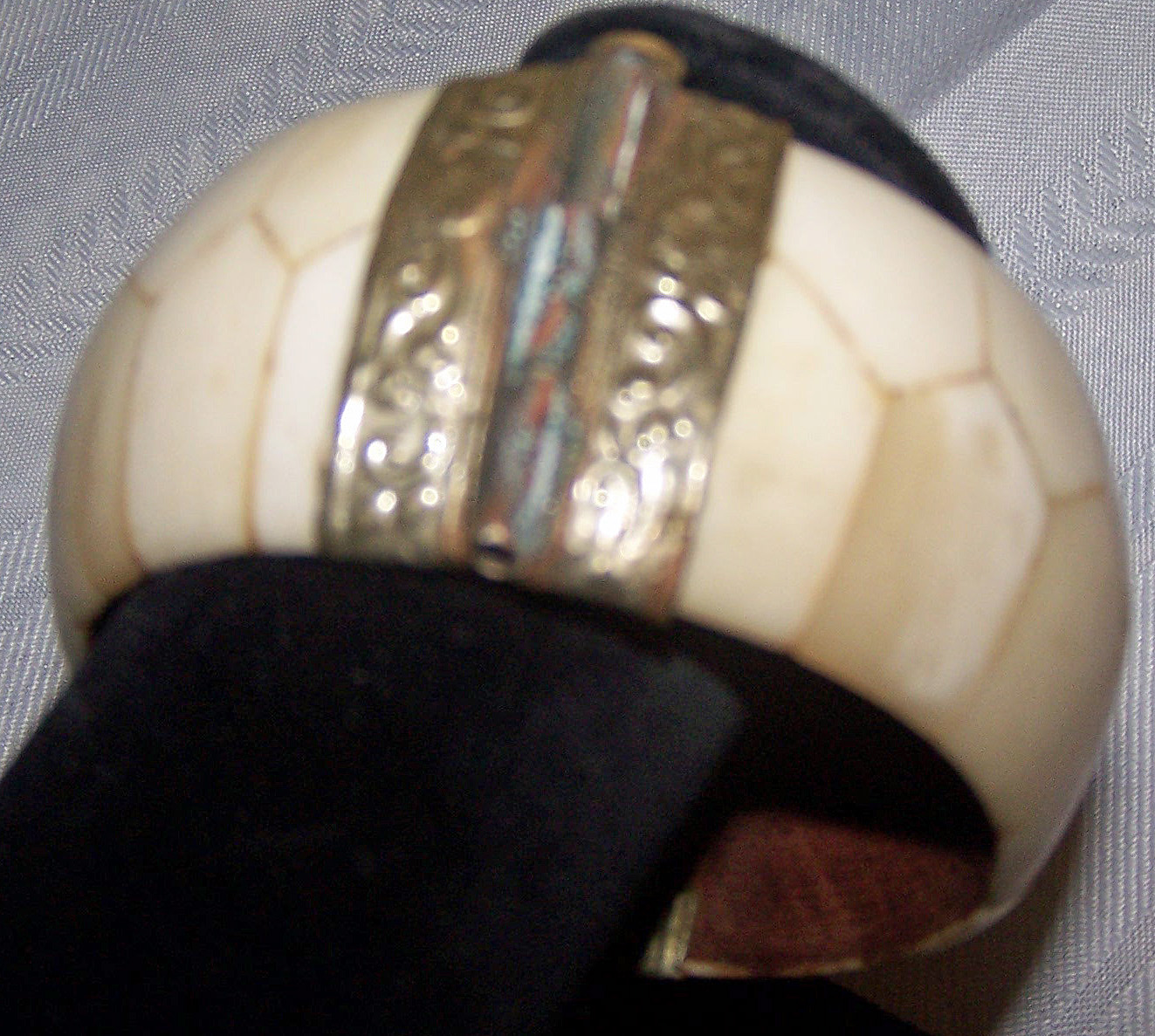Wide White Tiled Look Cuff Bracelet