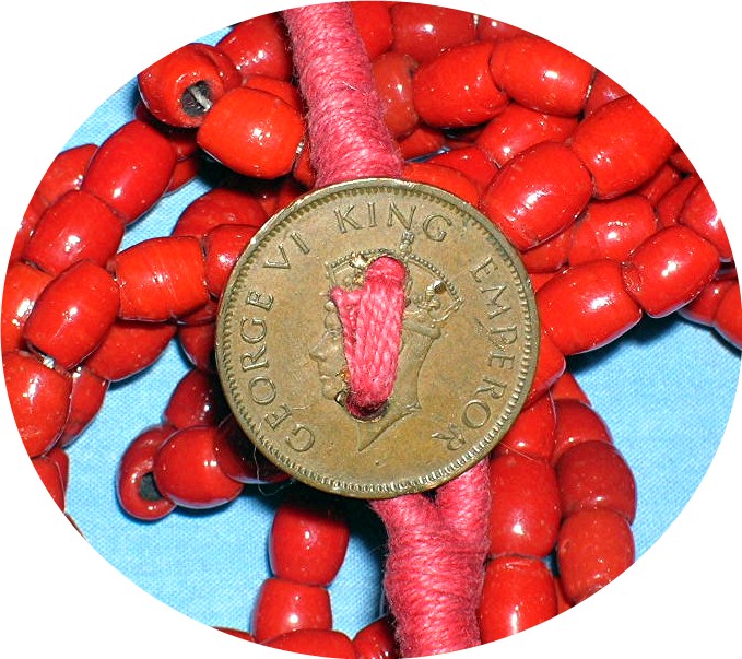 28 Inch 6 Strand Bright Red Glass Bead Neckla