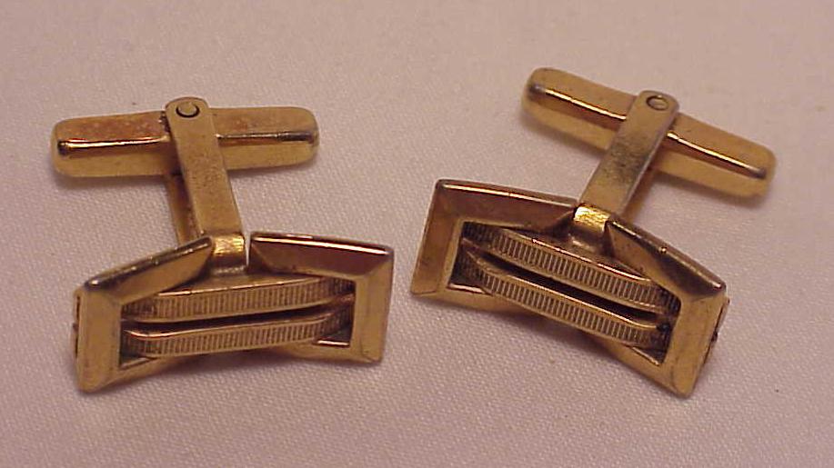 Vintage Gold Tone Cufflinks Signed Hickok