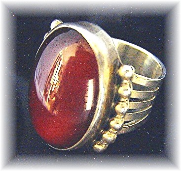 Designer Sterling Silver Carnelian Ring . . . . . . .