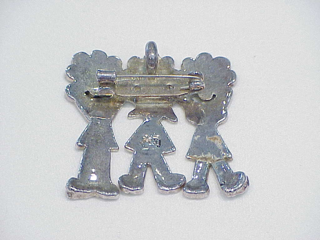 Children And Flowers Brooch Or Pendant Signed Mj