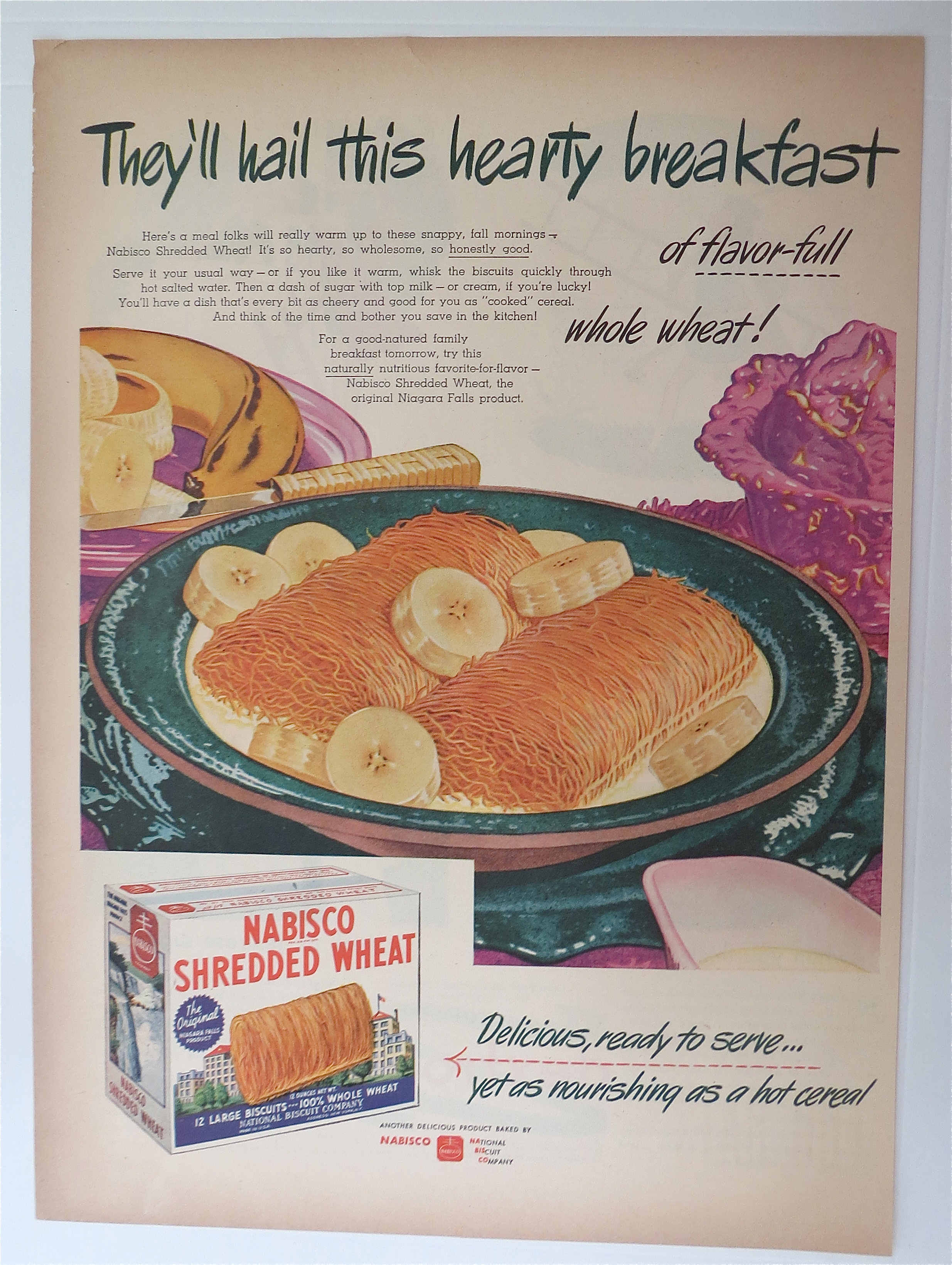 1945 Nabisco Shredded Wheat with Bowl Of Cereal