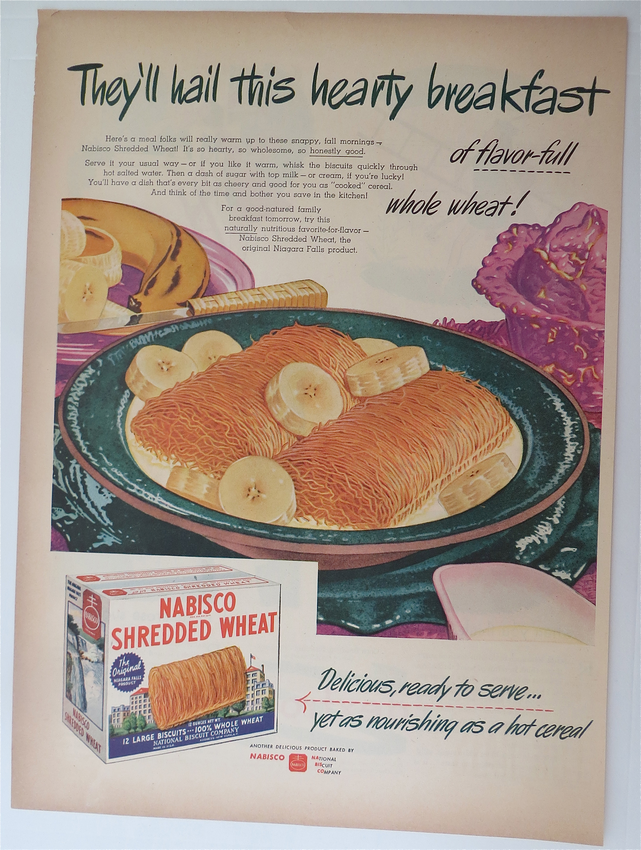 1945 Nabisco Shredded Wheat with Bowl Of Cereal