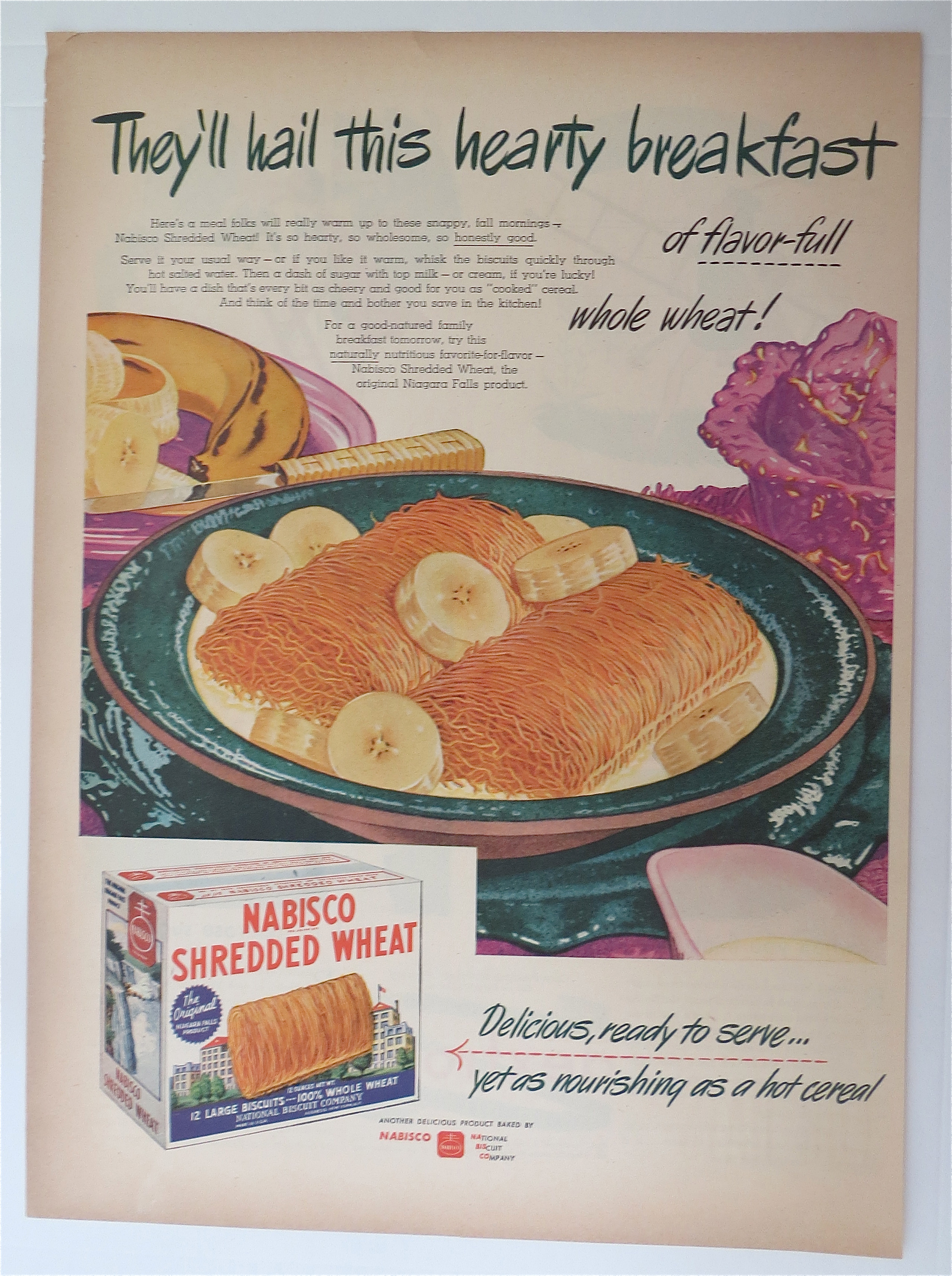1945 Nabisco Shredded Wheat with Bowl Of Cereal
