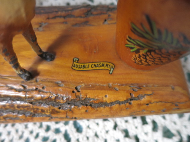 Wooden Ausable Chasm NY Souvenir Candy Dish Deer Toothpick