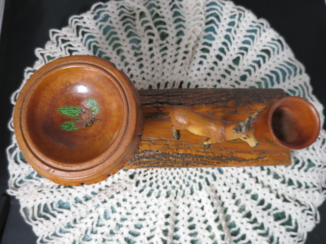 Wooden Ausable Chasm NY Souvenir Candy Dish Deer Toothpick
