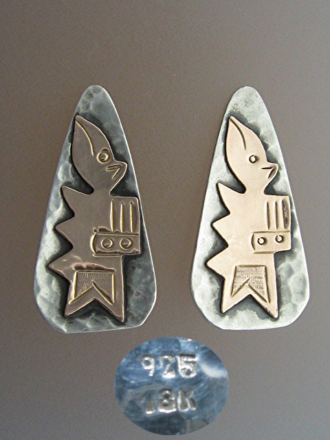 Earrings 18K Gold Sterling Silver ClipsPeruian Gods