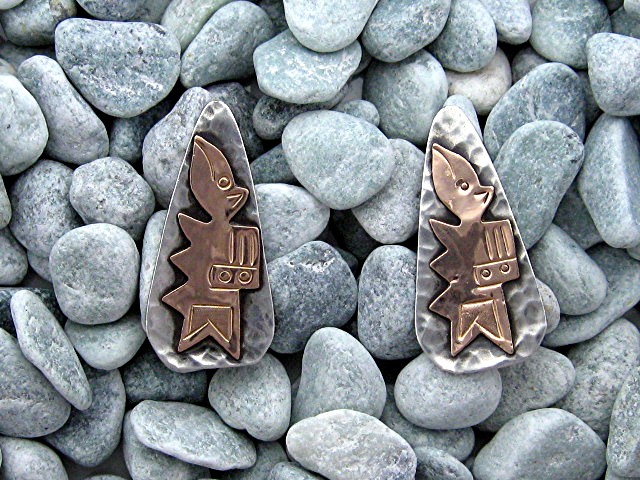 Earrings 18K Gold Sterling Silver ClipsPeruian Gods