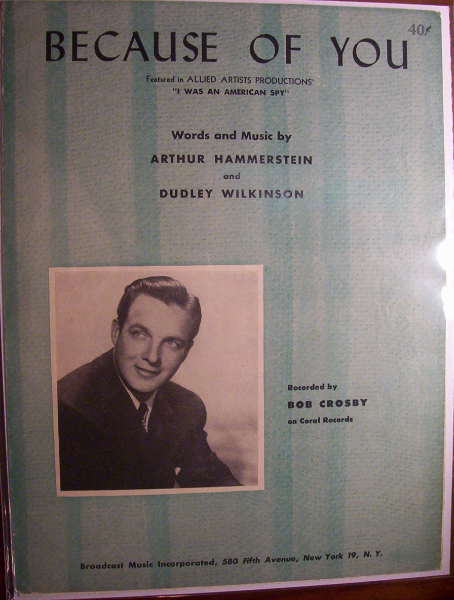 Sheet Music For 1940 Because Of You (Bob Crosby)