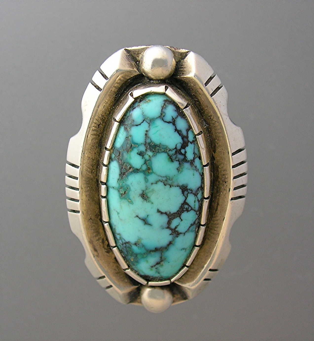 Native American Sterling Silver Large Turquoise Ring