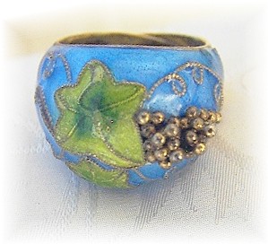 Silver Blue & Green Enamel Ring Grape cluster . . . . .