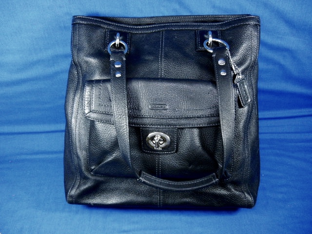 COACH  Black Pebble Leather Satchel Shoulder Bag