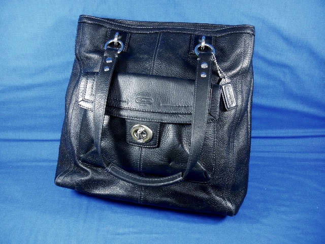 COACH Black Pebble Leather Satchel Shoulder Bag