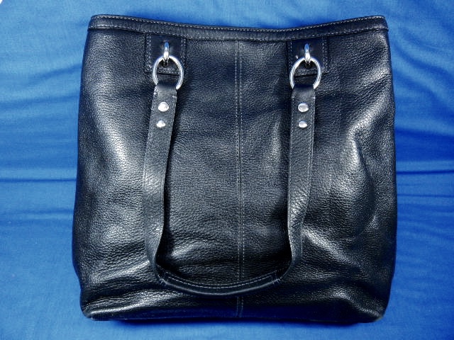 COACH  Black Pebble Leather Satchel Shoulder Bag