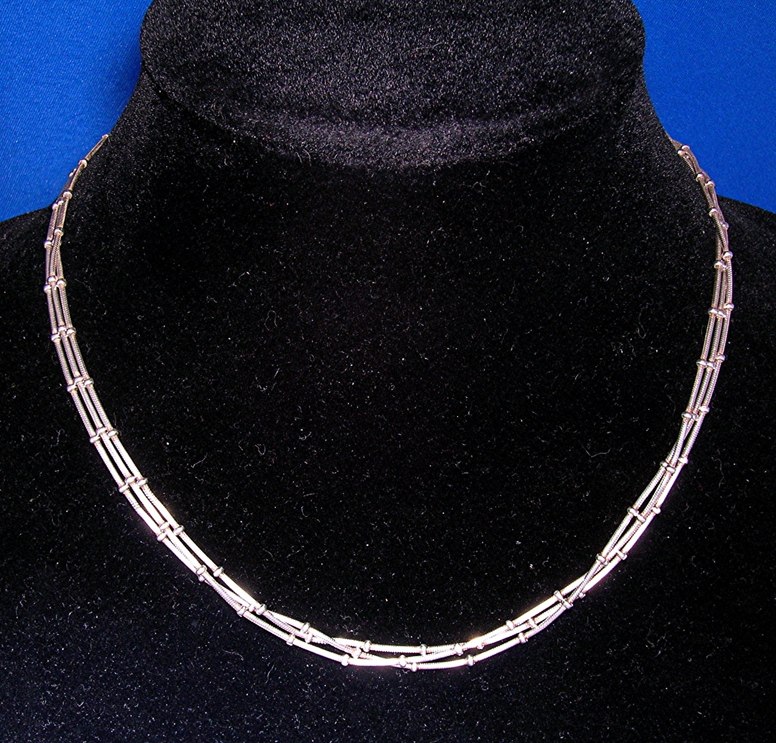 Necklace Sterling Silver 3 Row Snake  Ball Chains