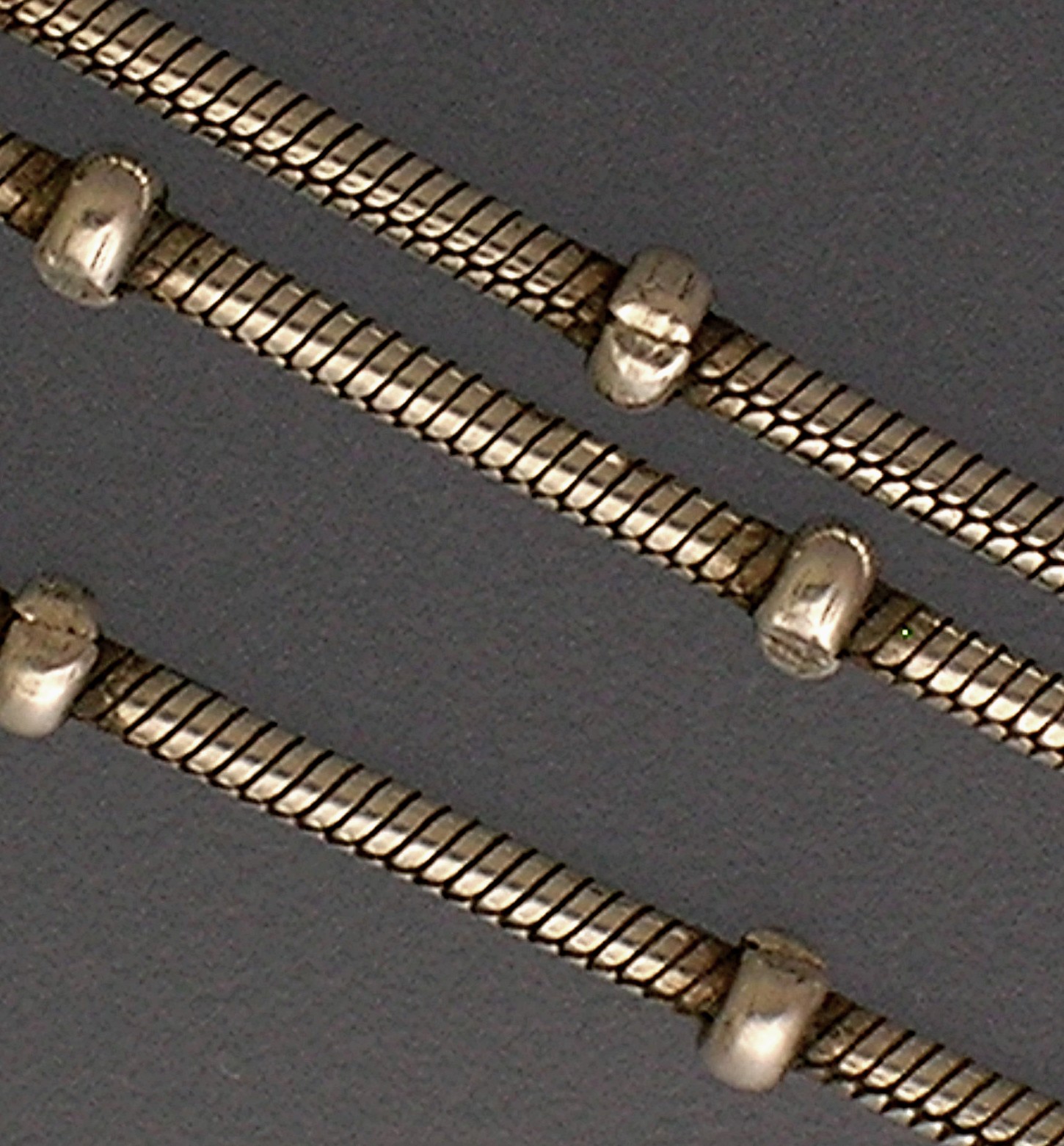 Necklace Sterling Silver 3 Row Snake  Ball Chains