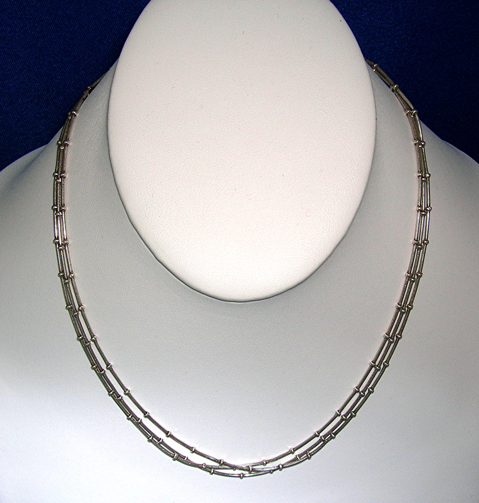 Necklace Sterling Silver 3 Row Snake  Ball Chains