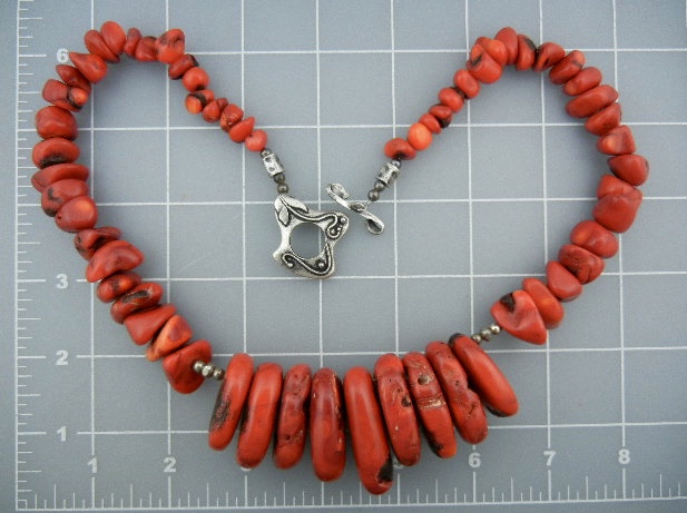 Red Coral Aterling Silver Spacers Artist Necklace