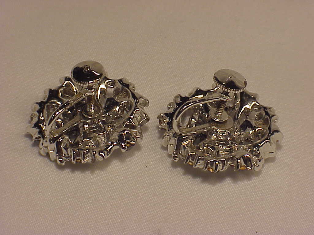 Vintage Lisner Blue Rhinestone Screwback Earrings