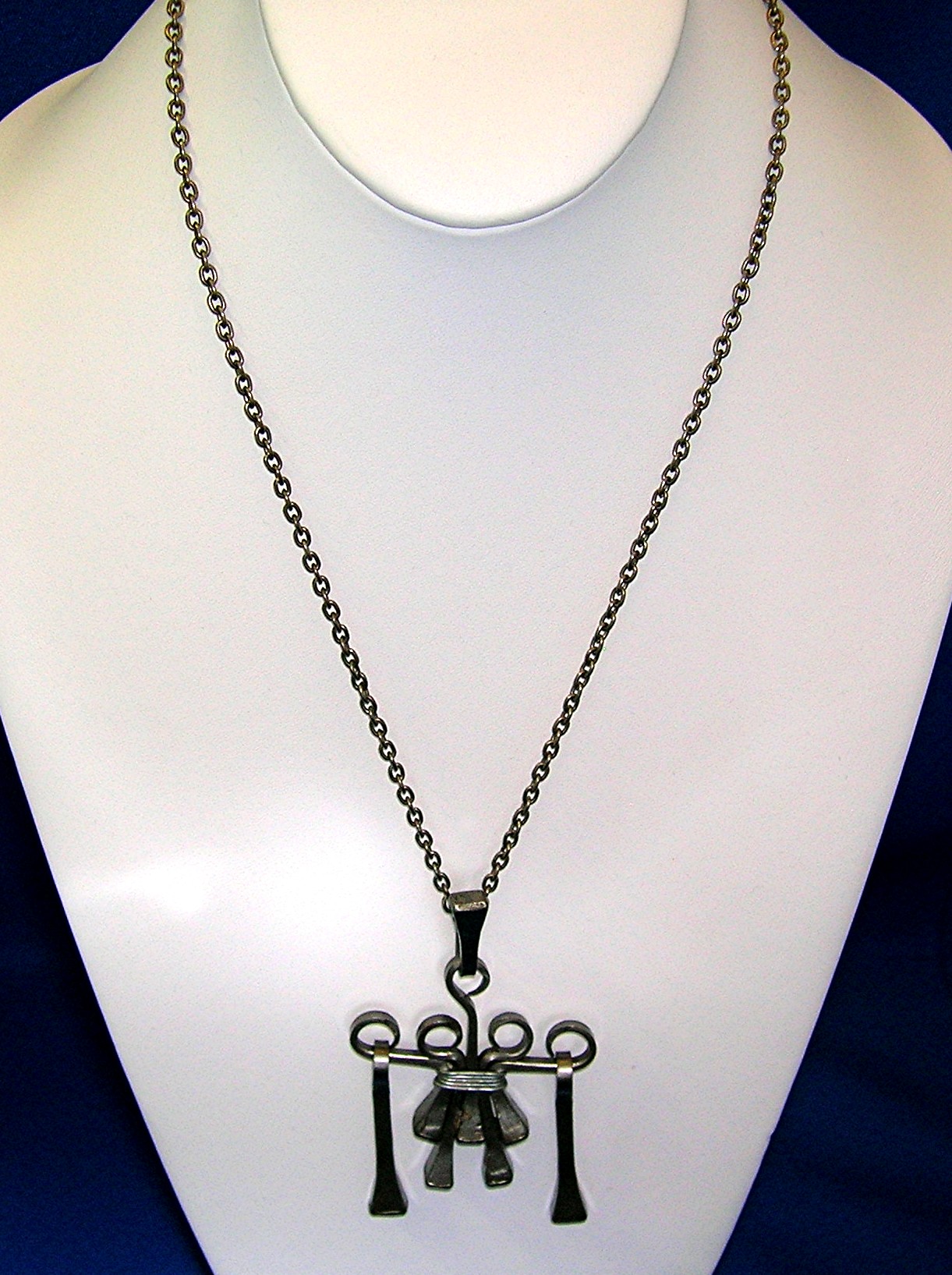 Silvertone Chain Pewter Nail Pendant Necklace