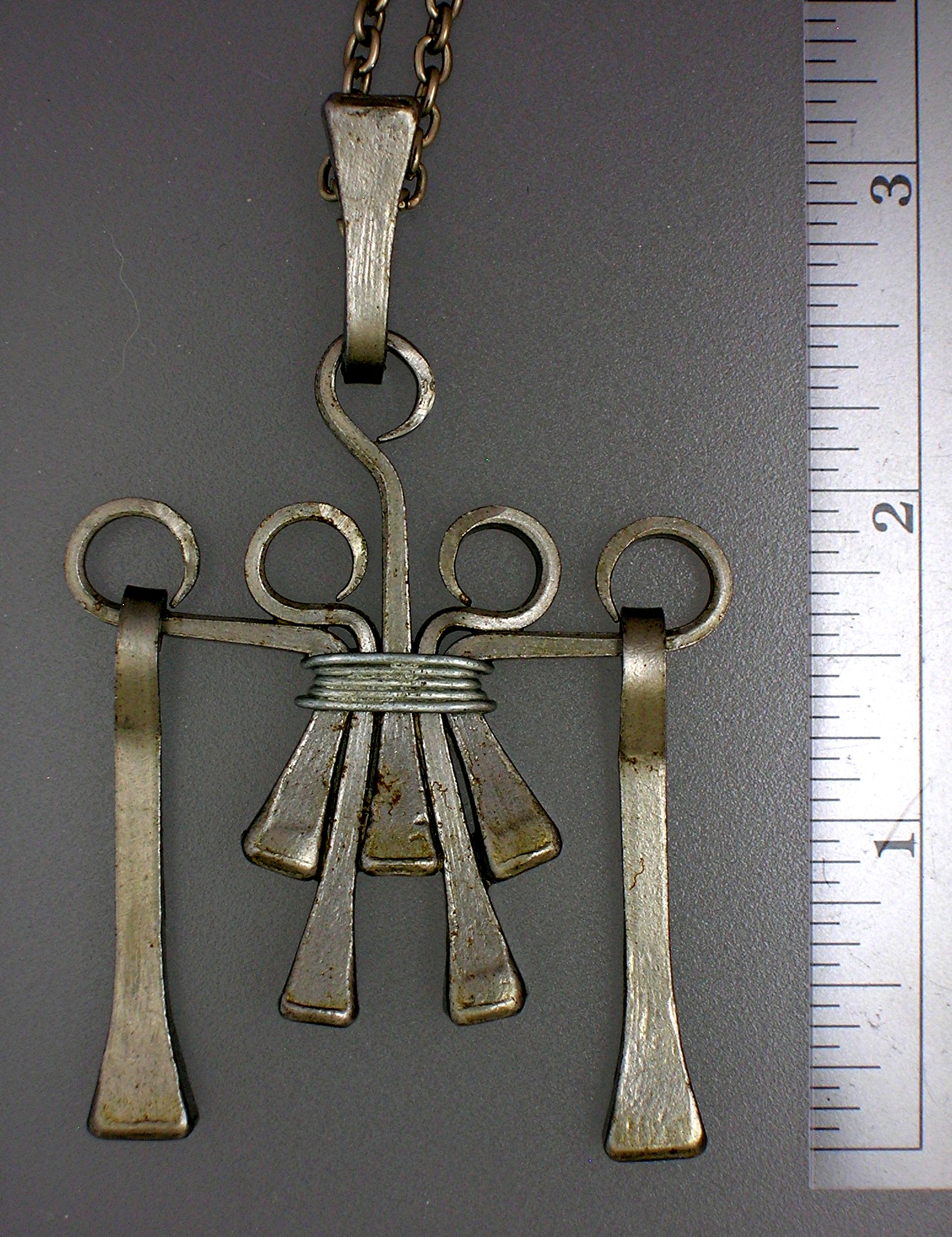 Silvertone Chain Pewter Nail Pendant Necklace