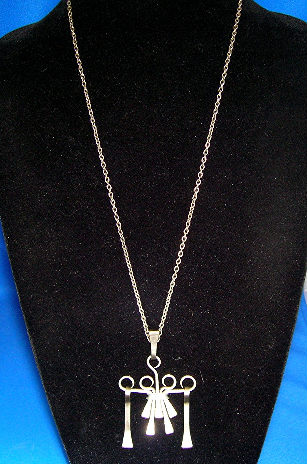 Silvertone Chain Pewter Nail Pendant Necklace