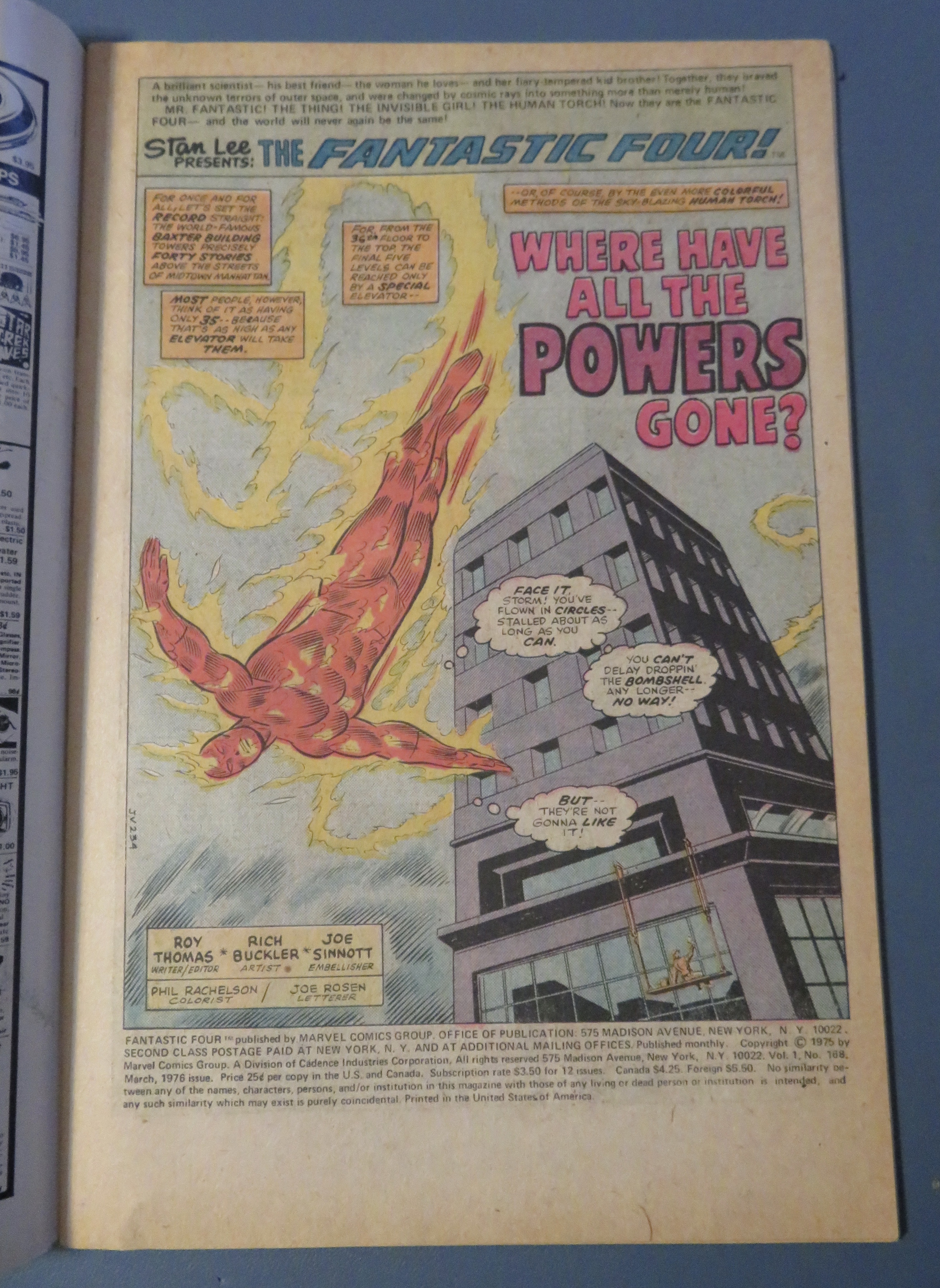 Fantastic Four Comic March 1976 Powers Gone