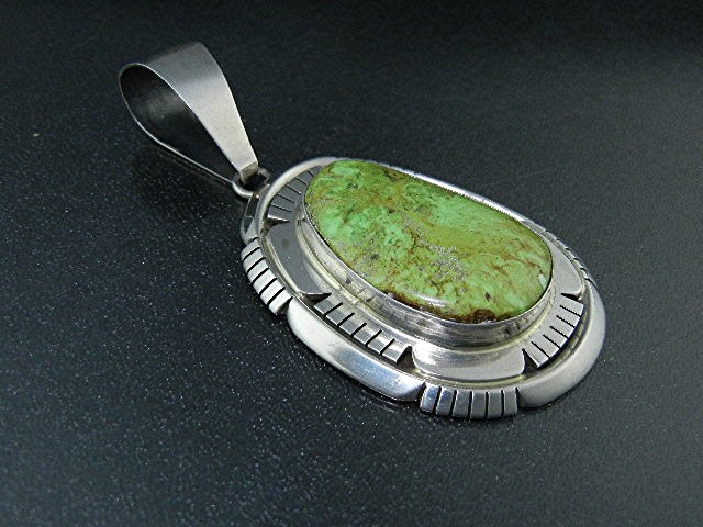 Navajo Gaspeite Sterling Silver Charles Johnson Pendant