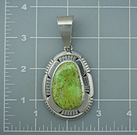Navajo Gaspeite Sterling Silver Charles Johnson Pendant