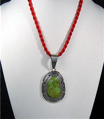 Navajo Gaspeite Sterling Silver Charles Johnson Pendant