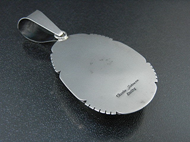 Navajo Gaspeite Sterling Silver Charles Johnson Pendant