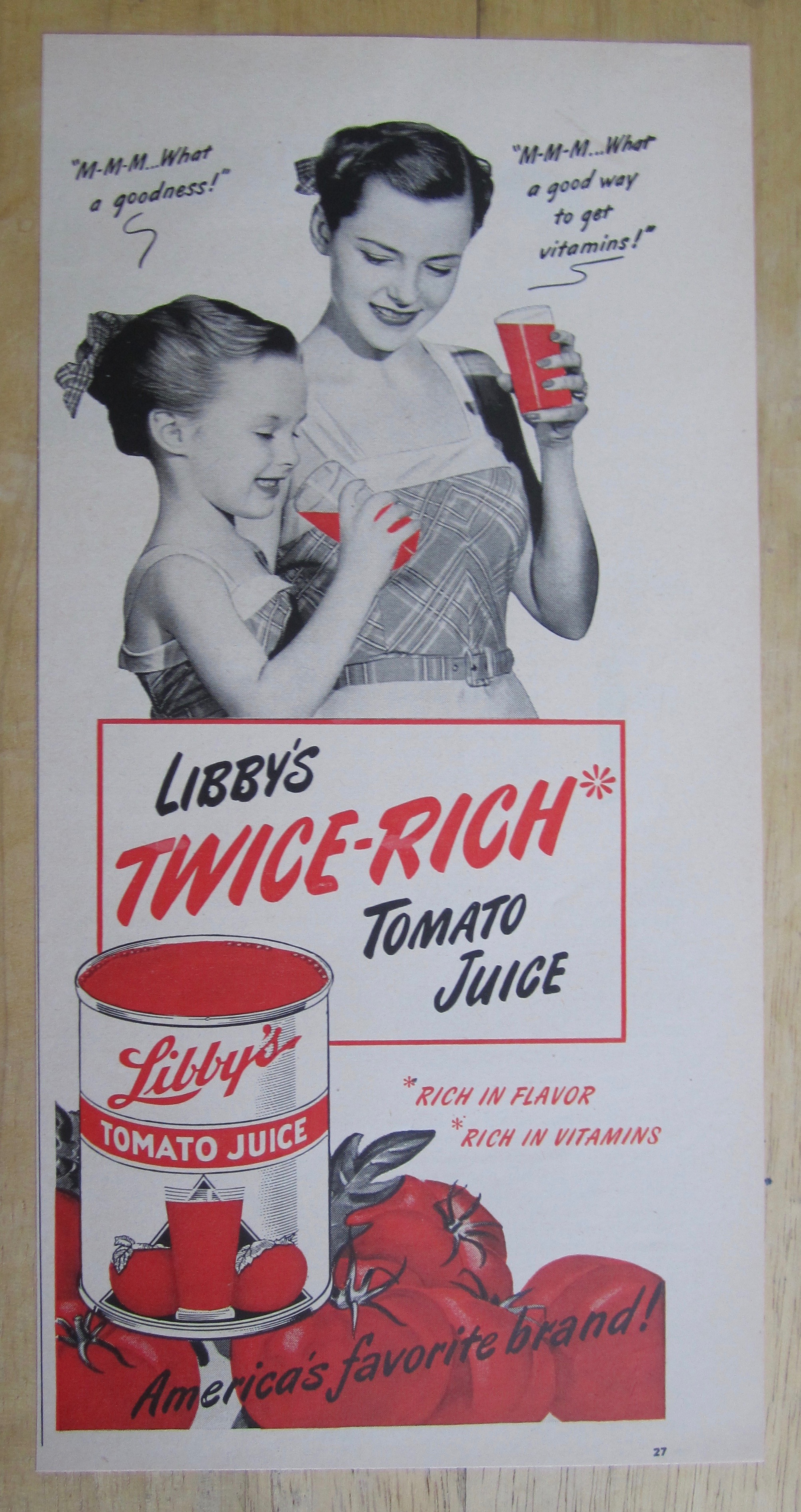 1949 Libby's Tomato Juice with Woman & Little Girl