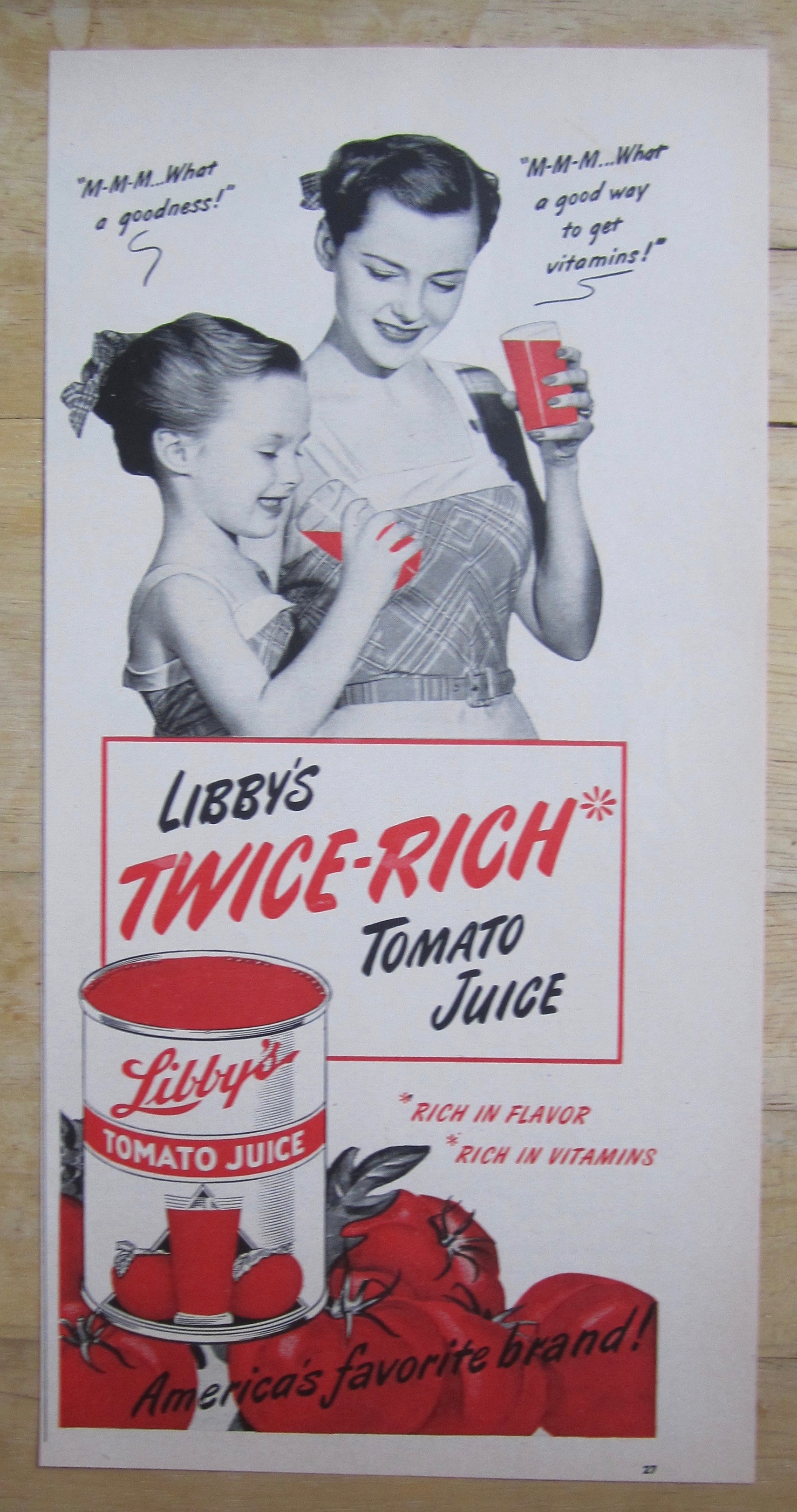 1949 Libby's Tomato Juice with Woman & Little Girl