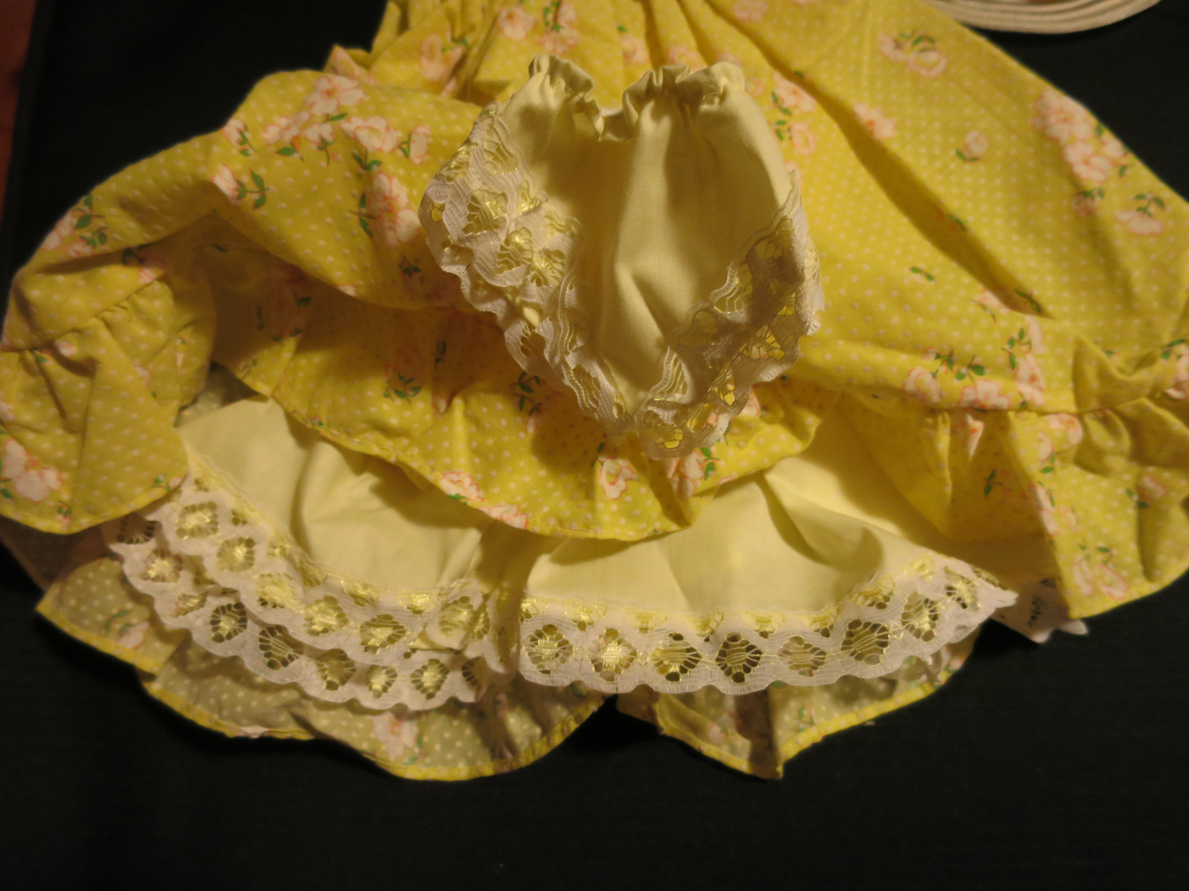 Floral Dotted Swiss Dress Silk Butterfly Applique 15 inch 5pc set