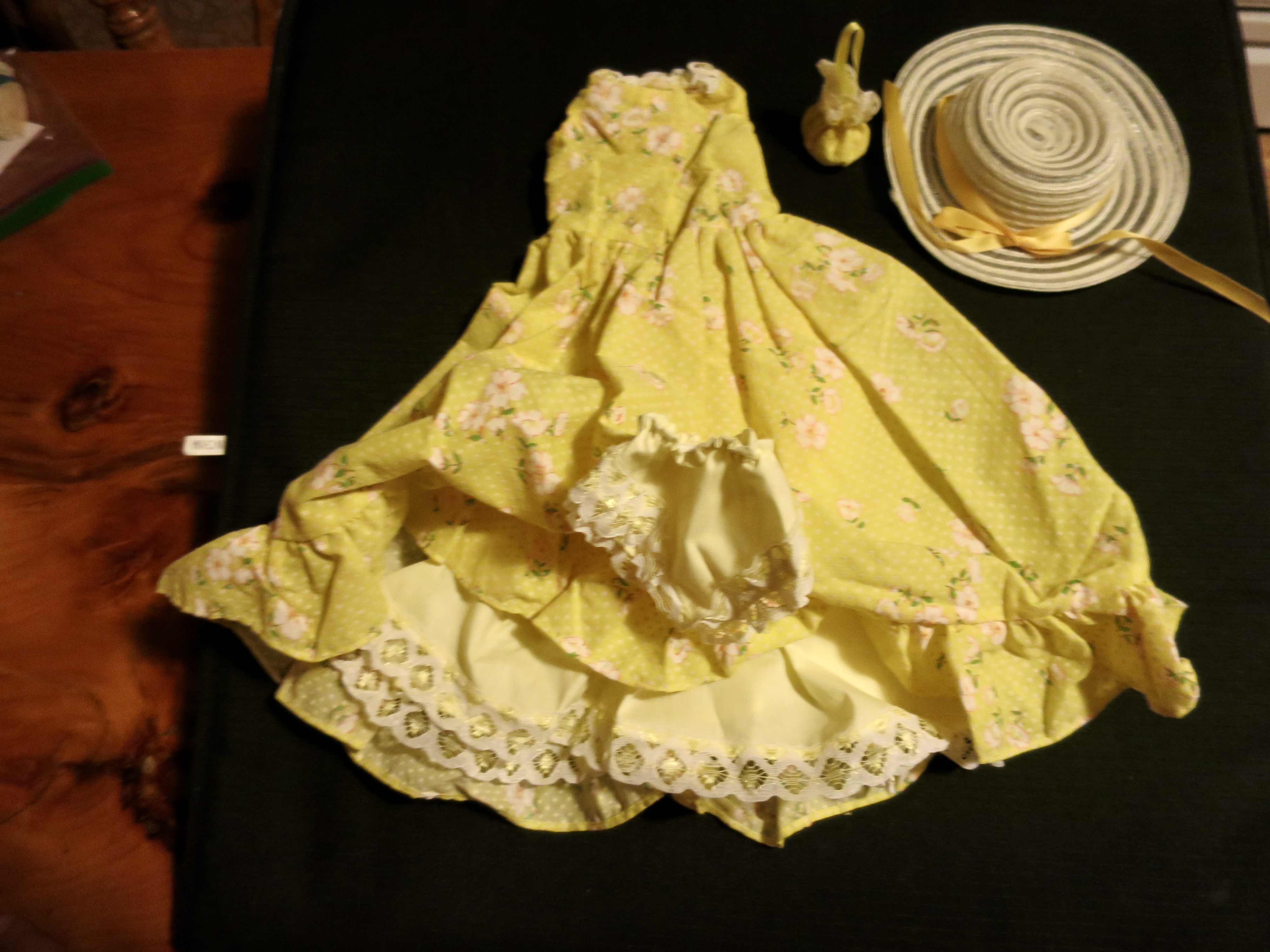Floral Dotted Swiss Dress Silk Butterfly Applique 15 inch 5pc set