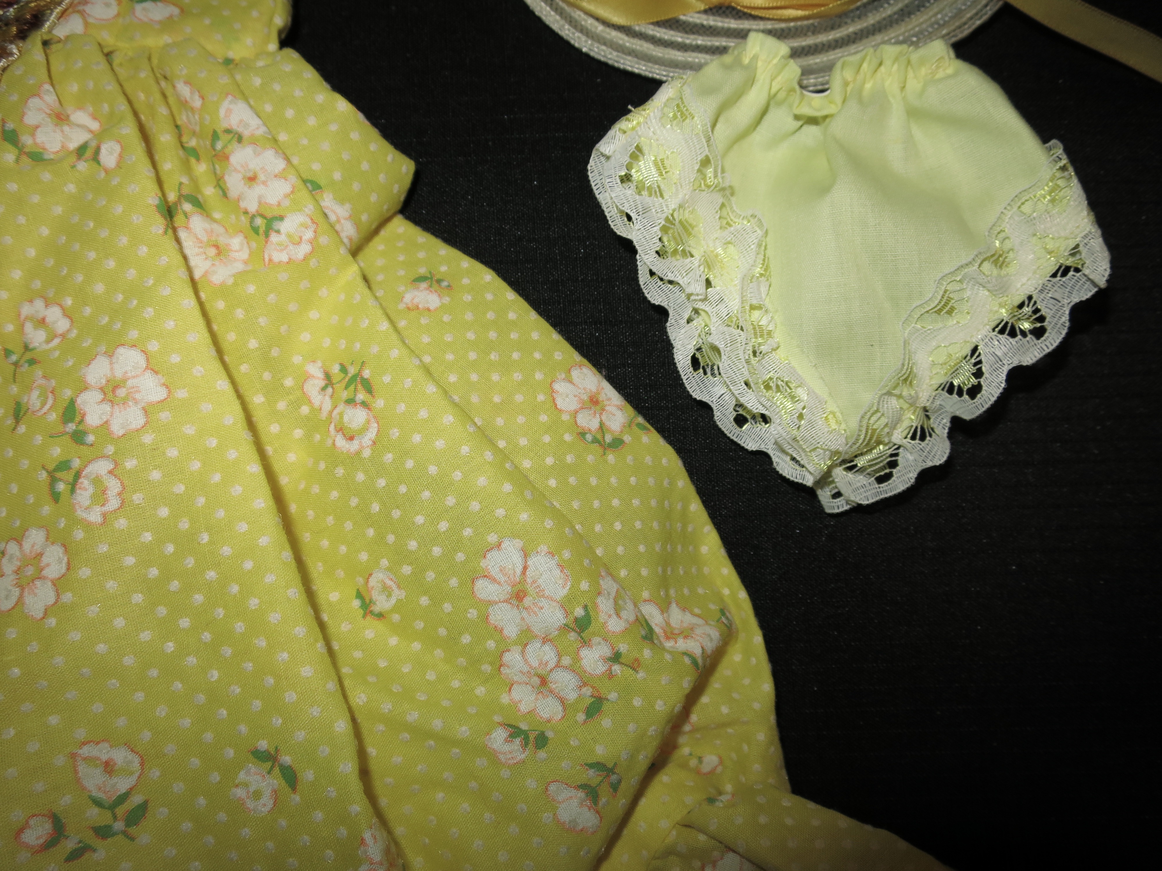 Floral Dotted Swiss Dress Silk Butterfly Applique 15 inch 5pc set