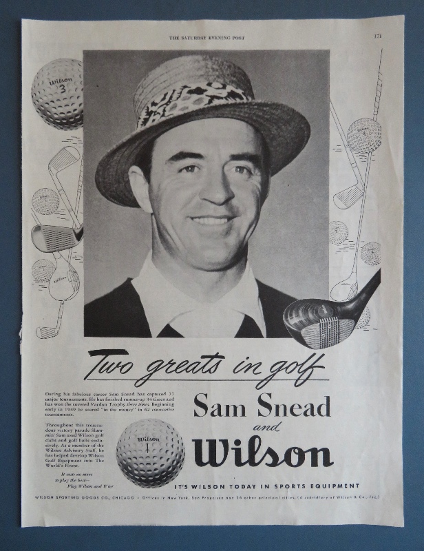 1952 Wilson Golf Clubs & Golf Balls with Golfer Sam Snead