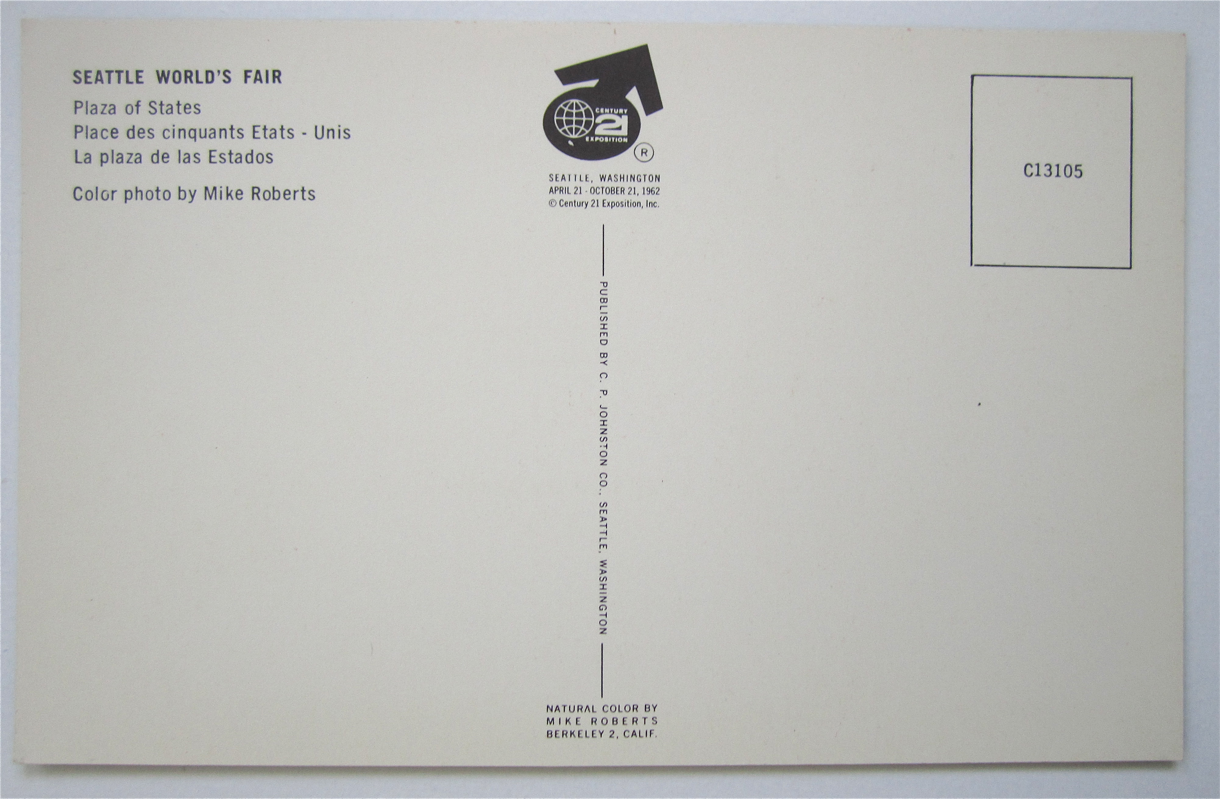 Plaza Of States, Seattle World's Fair Postcard