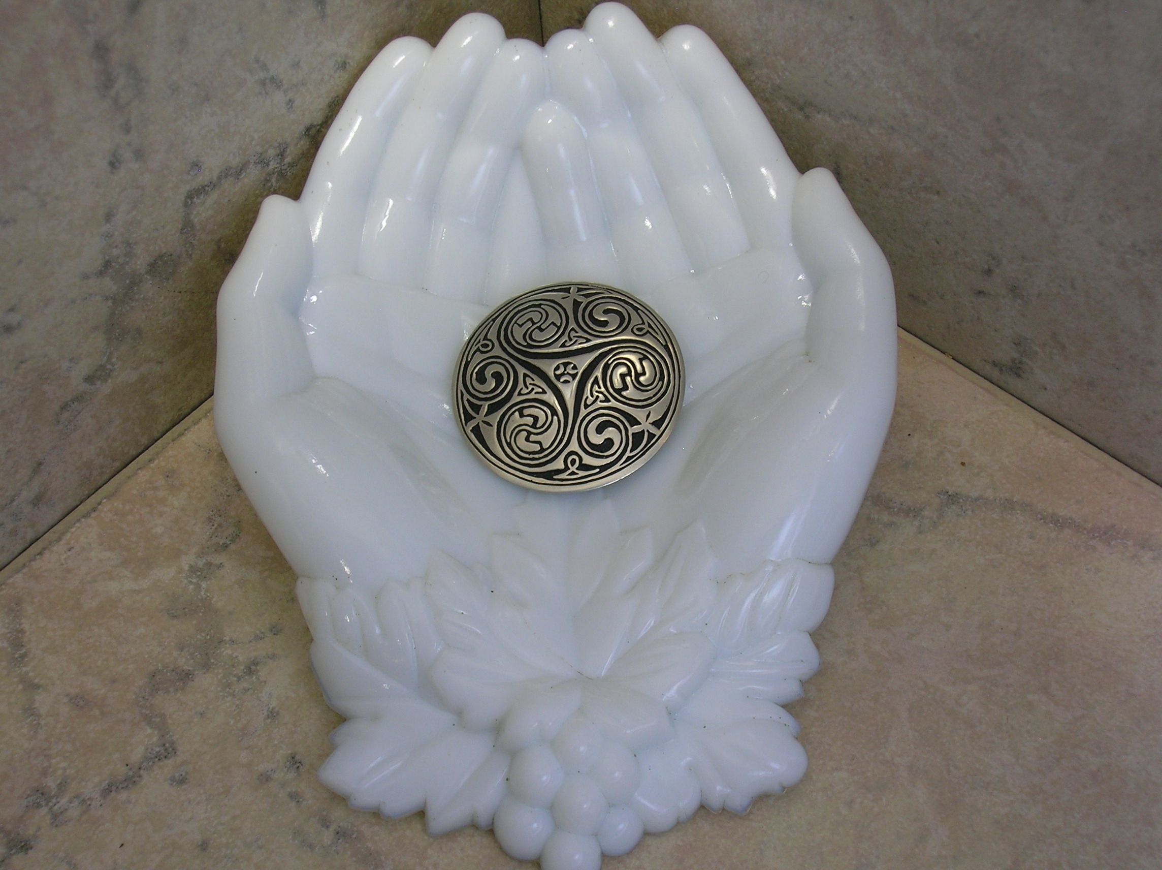Silver, Pewter Brooch Pin Marked St. Justine.