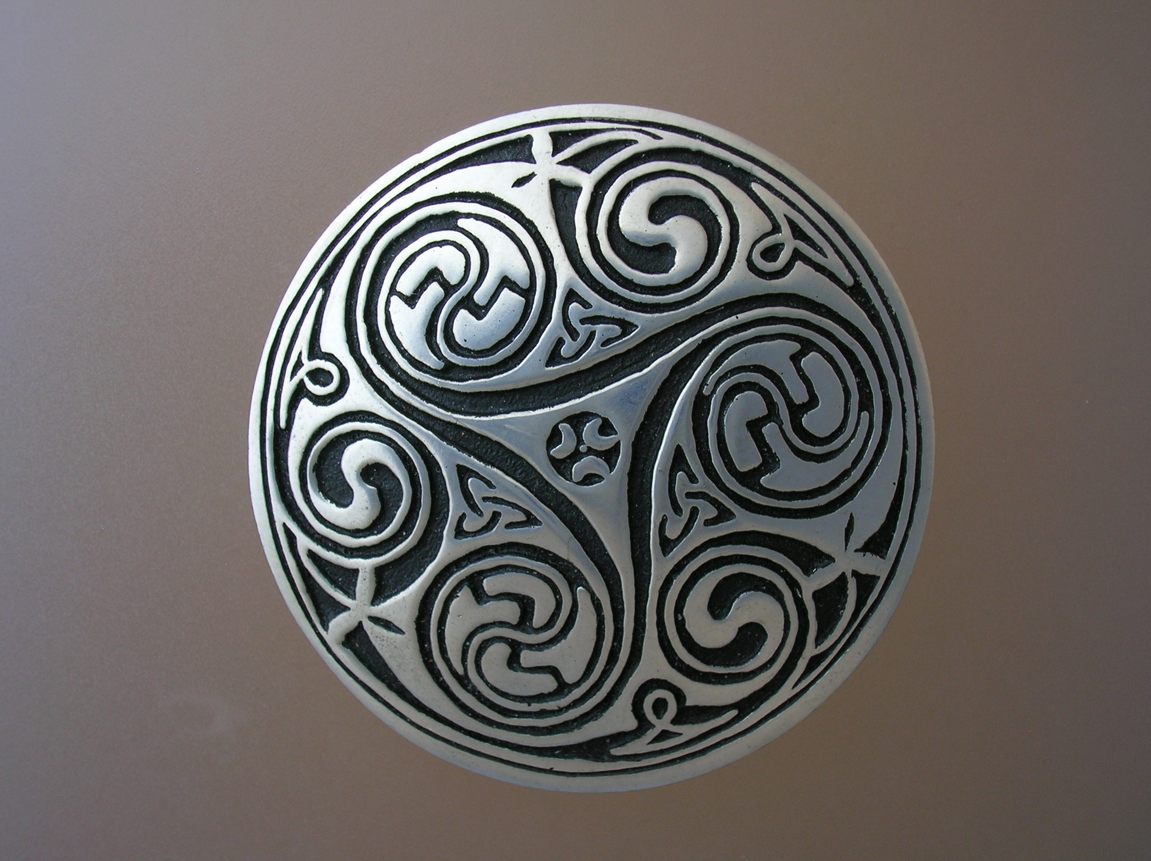 Silver, Pewter Brooch Pin Marked St. Justine.
