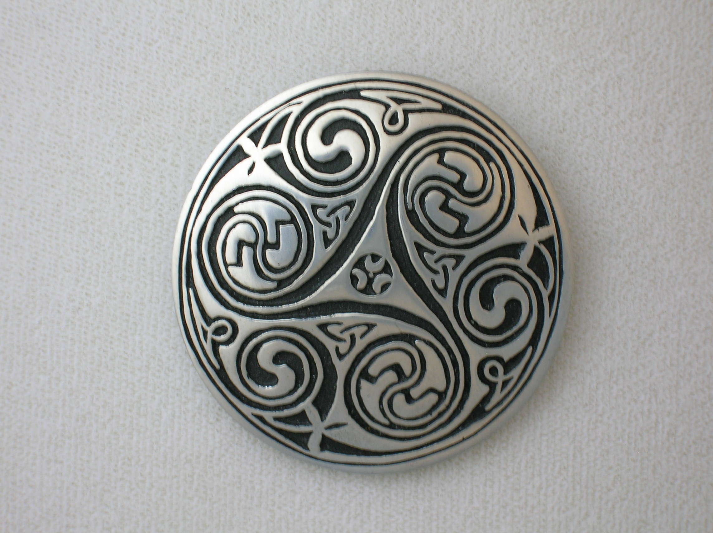 Silver, Pewter Brooch Pin Marked St. Justine.
