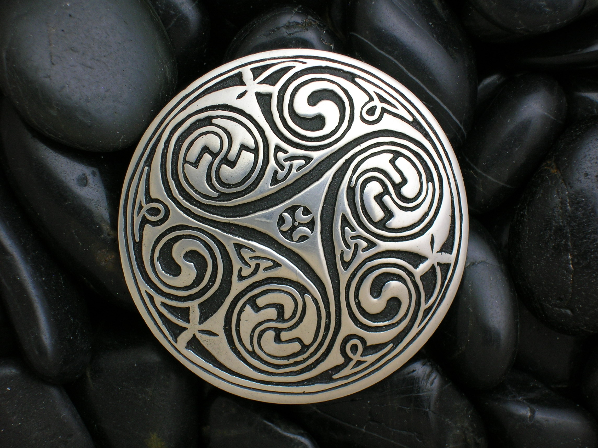 Silver, Pewter Brooch Pin Marked St. Justine.